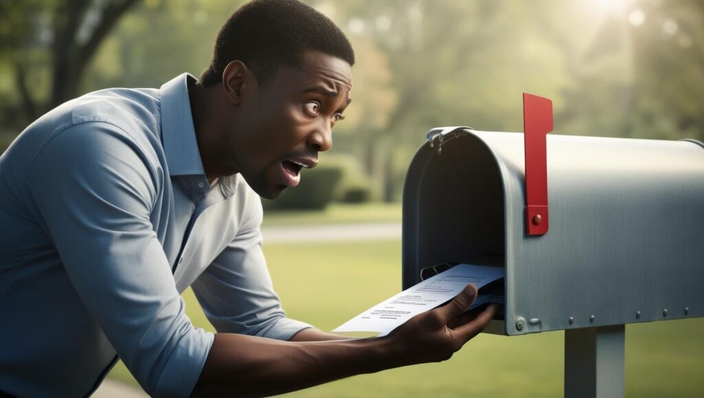 man who has discovered financial infidelity at the mailbox