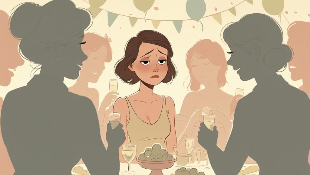 sad woman at baby shower